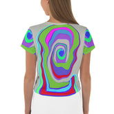 Stylish Mind Over Matter crop tee showcasing a motivational print.